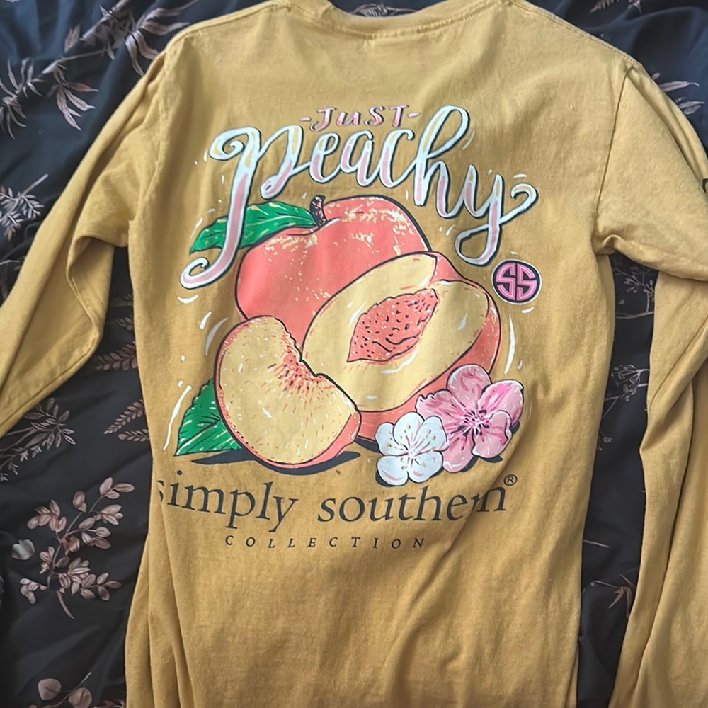 Simply Southern Yellow Long Sleeve Tee Peach Graphic